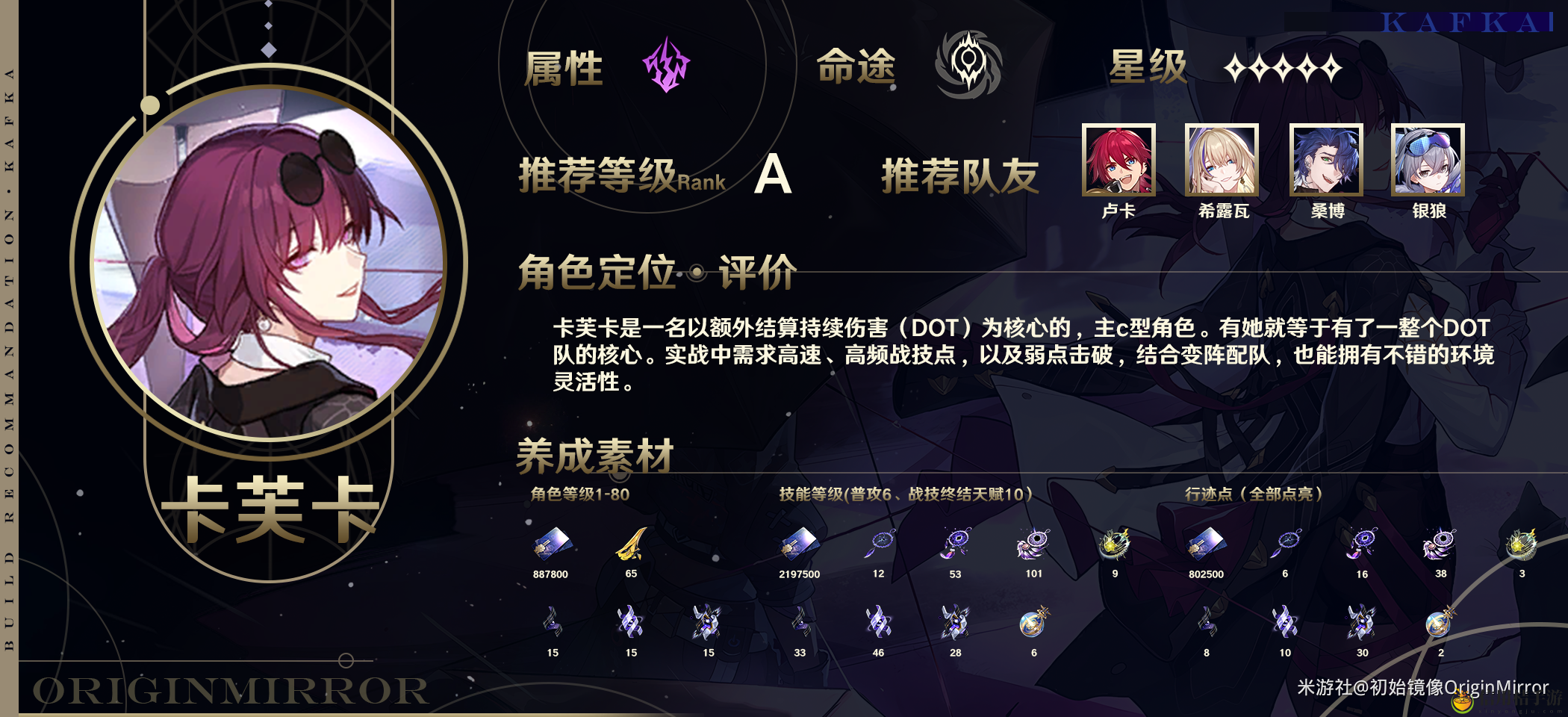 崩坏星穹铁道卡芙卡怎么练 卡芙卡培养攻略