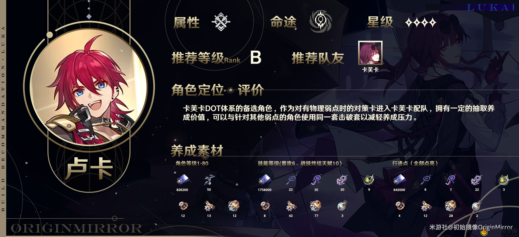 崩坏星穹铁道卢卡怎么练 卢卡培养攻略